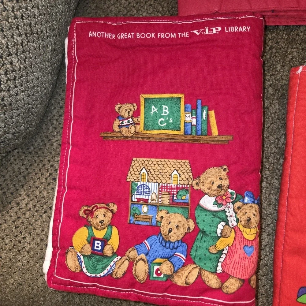 3 VTG fabric childrens books Learning w/Teddy DEXTER the DINOSAUR Solar System